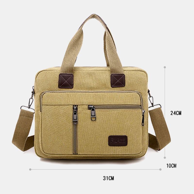 Herre Canvas Multi-pocket Stor Kapacitet Anti-tyveri Crossbody Taske