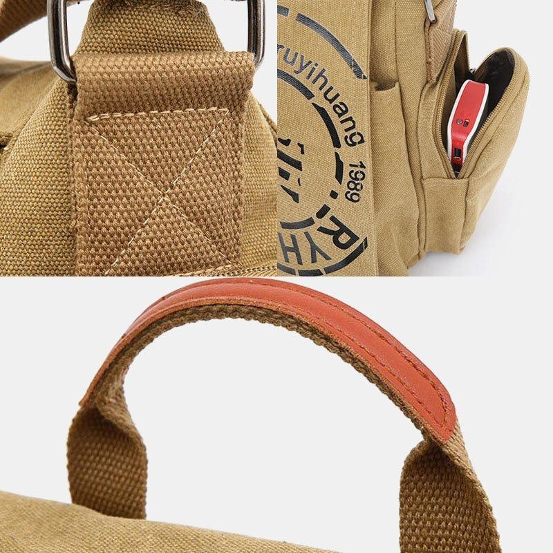 Herre Canvas Multi-rums Afslappet Skuldertaske Med Flere Lommer Messenger Bag Crossbody Tasker Håndtaske