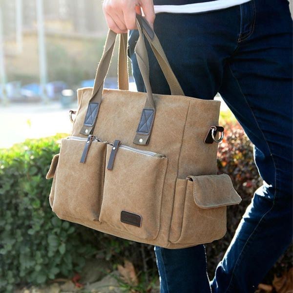 Herre Canvas Outdoor Casual Traveling Taske Med Stor Kapacitet