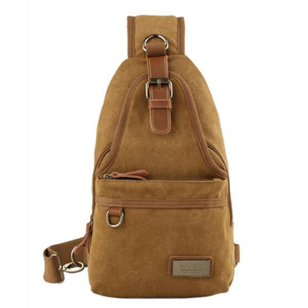 Herre Canvas Retro Crossbody Bag Brysttaske Casual Outdoor Sports Skuldertaske