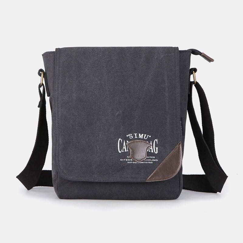 Herre Canvas Retro Skuldertaske Med Stor Kapacitet Crossbody-taske