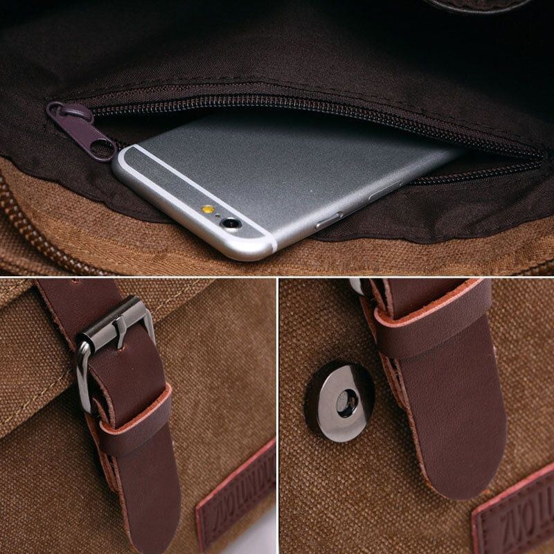 Herre Canvas Ryg Tyverisikret Lynlåslomme Crossbody-tasker Casual Stor Kapacitet 6.3 Tommer Telefontaske Skuldertaske