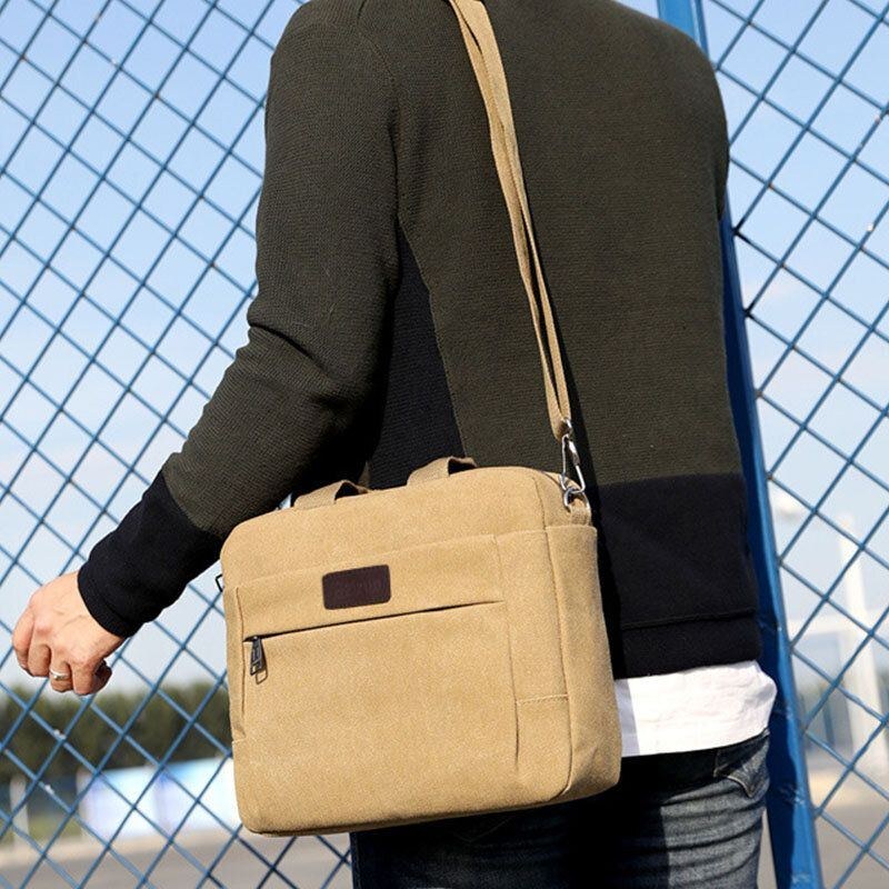 Herre Canvas Skuldertaske Crossbody Bag Håndtaske Business Taske