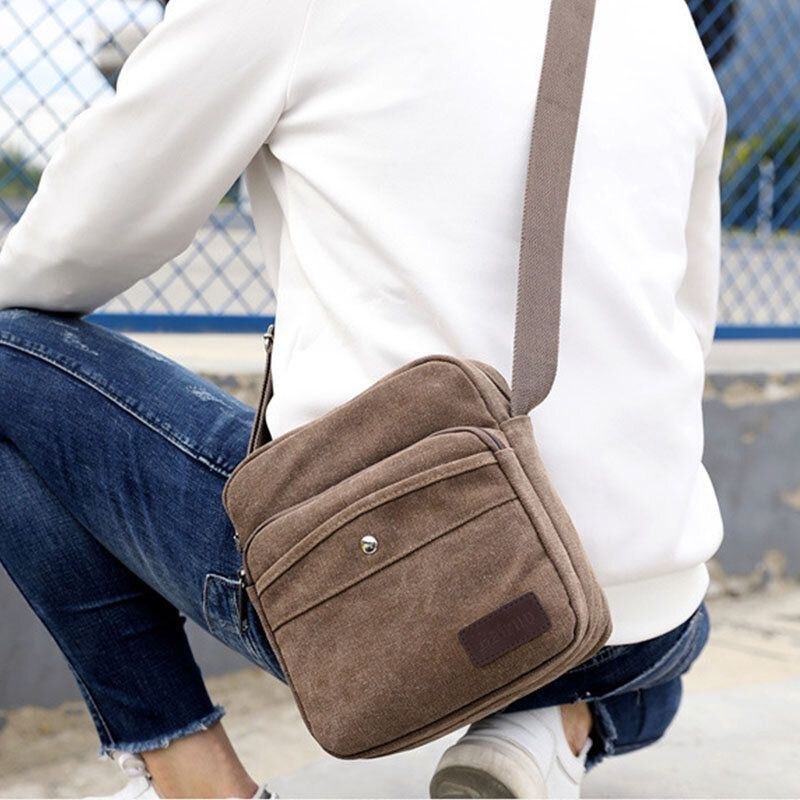 Herre Canvas Skuldertaske Crossbody Taske Til Udendørs