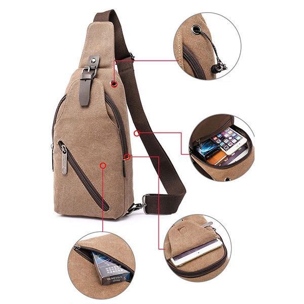 Herre Canvas Sling Bag Udendørs Sport Casual Chest Pack Crossbody Swagger Bag