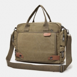 Herre Canvas Stor Kapacitet Multi-lomme Casual 13.3 Tommer Bærbar Taske Crossbody Tasker Skuldertaske Briefcase