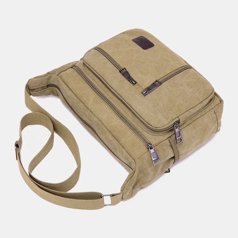 Herre Canvas Stor Kapacitet Simpel Skuldertaske Crossbody Taske Til Rejser