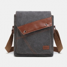 Herre Canvas Vandtæt Multi-rums Flap-over Crossbody Skuldertaske