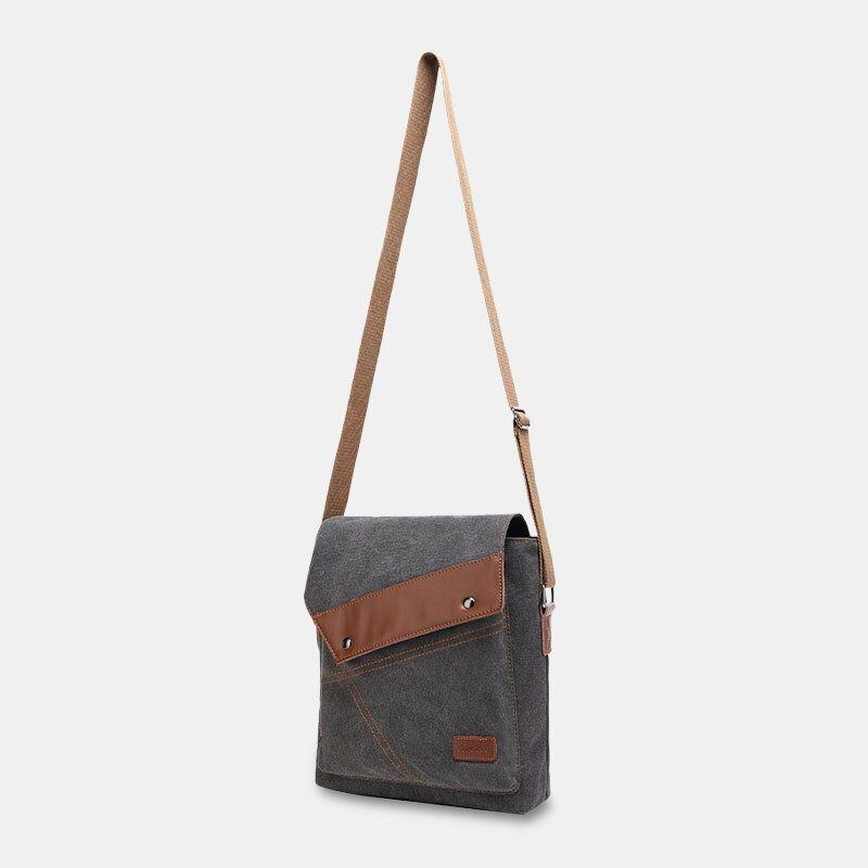 Herre Canvas Vandtæt Multi-rums Flap-over Crossbody Skuldertaske