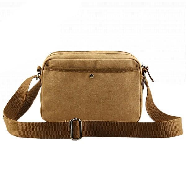 Herre Canvas Vintage Fritid Crossbody Taske Solid Vandret Skuldertaske Weekendtaske