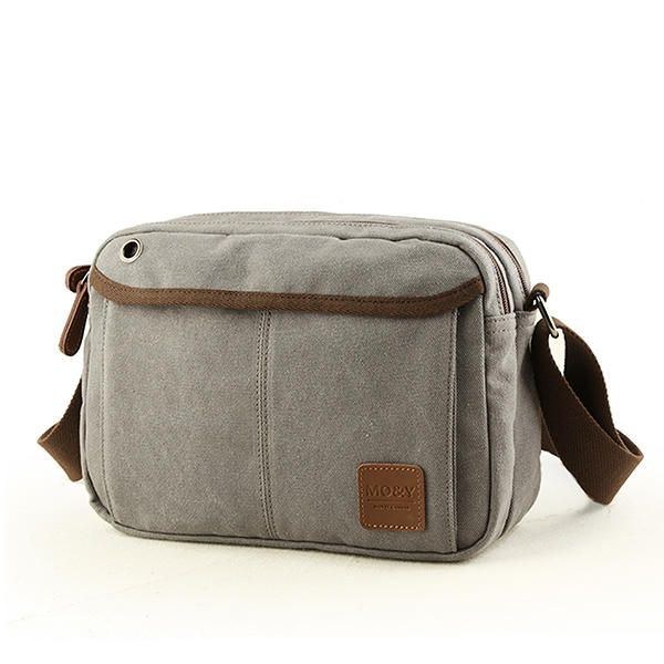 Herre Canvas Vintage Fritid Crossbody Taske Solid Vandret Skuldertaske Weekendtaske