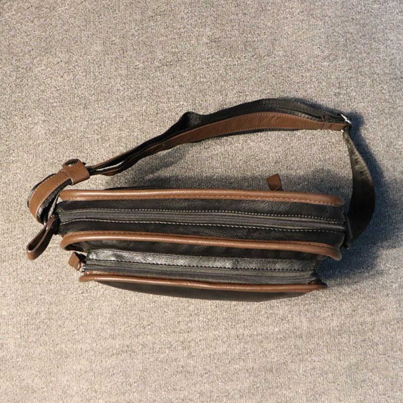 Herre Casual Blødt Læderryg Tyverisikringslomme Crossbody-tasker Messenger-skuldertaske