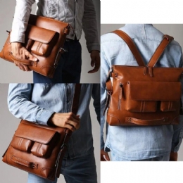 Herre Casual Briefcase 13-14 Tommer Laptoptaske Håndtaske Multifunktion Skuldertaske Rygsæk