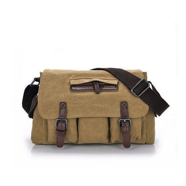 Herre Casual Canvas Messenger Bag Travel Shoulder