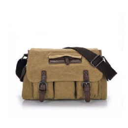 Herre Casual Canvas Messenger Bag Travel Shoulder