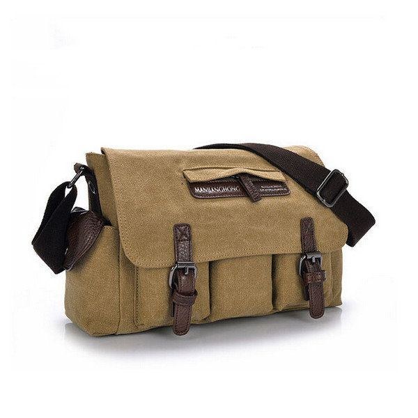 Herre Casual Canvas Messenger Bag Travel Shoulder