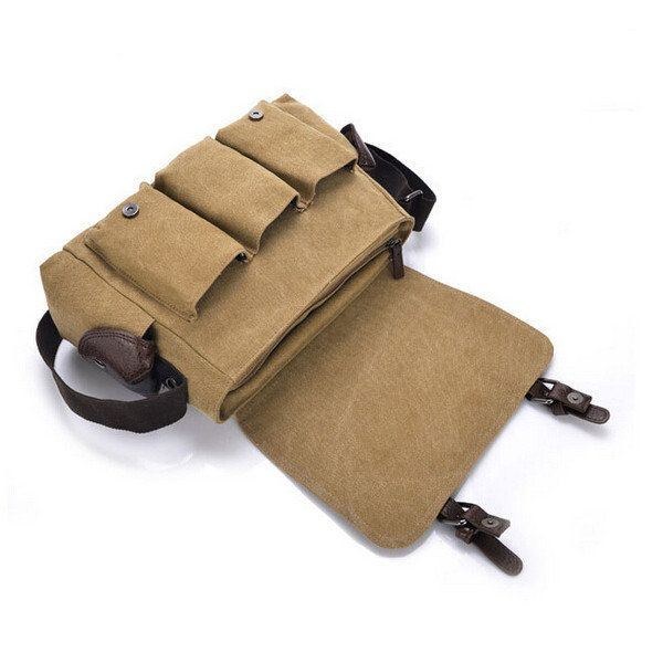 Herre Casual Canvas Messenger Bag Travel Shoulder