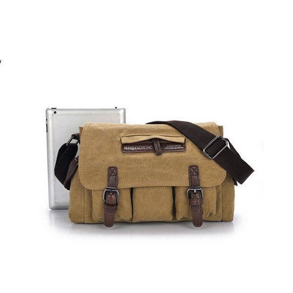 Herre Casual Canvas Messenger Bag Travel Shoulder