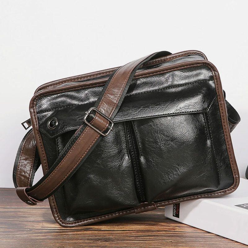 Herre Dobbeltlags Crossbody-tasker Med Flere Lommer Mode Afslappet Hovedtelefon Huldesign 14 Tommer Bærbar Taske Skuldertaske