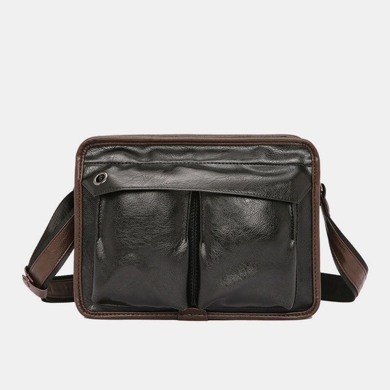 Herre Dobbeltlags Crossbody-tasker Med Flere Lommer Mode Afslappet Hovedtelefon Huldesign 14 Tommer Bærbar Taske Skuldertaske