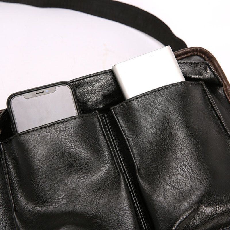 Herre Dobbeltlags Crossbody-tasker Med Flere Lommer Mode Afslappet Hovedtelefon Huldesign 14 Tommer Bærbar Taske Skuldertaske