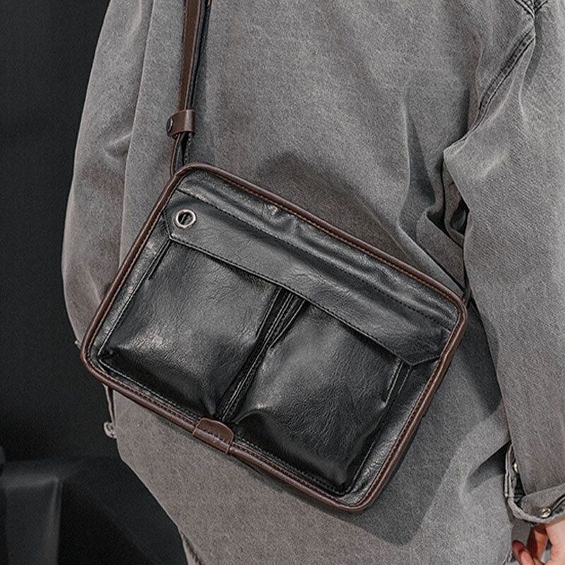 Herre Dobbeltlags Crossbody-tasker Med Flere Lommer Mode Afslappet Hovedtelefon Huldesign 14 Tommer Bærbar Taske Skuldertaske