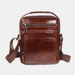 Herre First Layer Koskind Dobbelt Frontlomme 7.9 Tommer Ipad Mini Messenger Bag Crossbody Taske Lærertaske