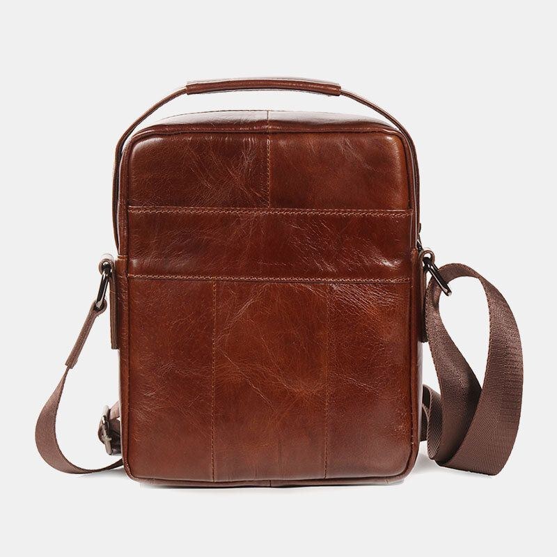 Herre First Layer Koskind Dobbelt Frontlomme 7.9 Tommer Ipad Mini Messenger Bag Crossbody Taske Lærertaske