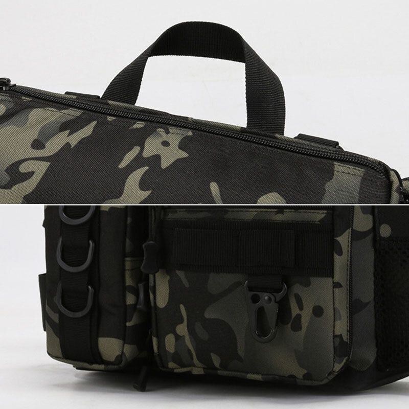 Herre Fish Bag Multi-lommer Outdoor Tactical Bag Crossbody Taske Taljetaske Oxford Camo Mønster