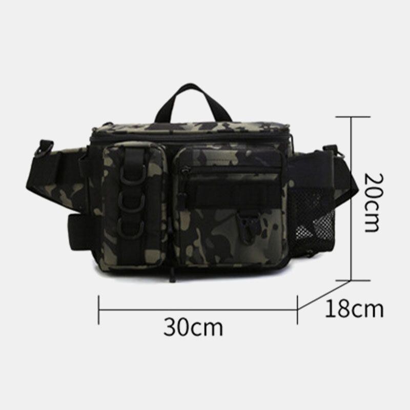 Herre Fish Bag Multi-lommer Outdoor Tactical Bag Crossbody Taske Taljetaske Oxford Camo Mønster