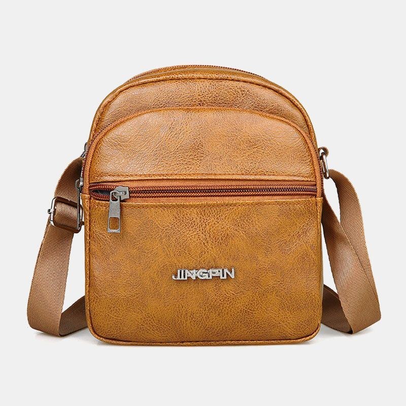 Herre Imiteret Læder Casual Dobbeltlags Letvægts Slidstærk Crossbody Taske