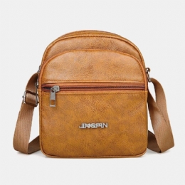 Herre Imiteret Læder Casual Dobbeltlags Letvægts Slidstærk Crossbody Taske