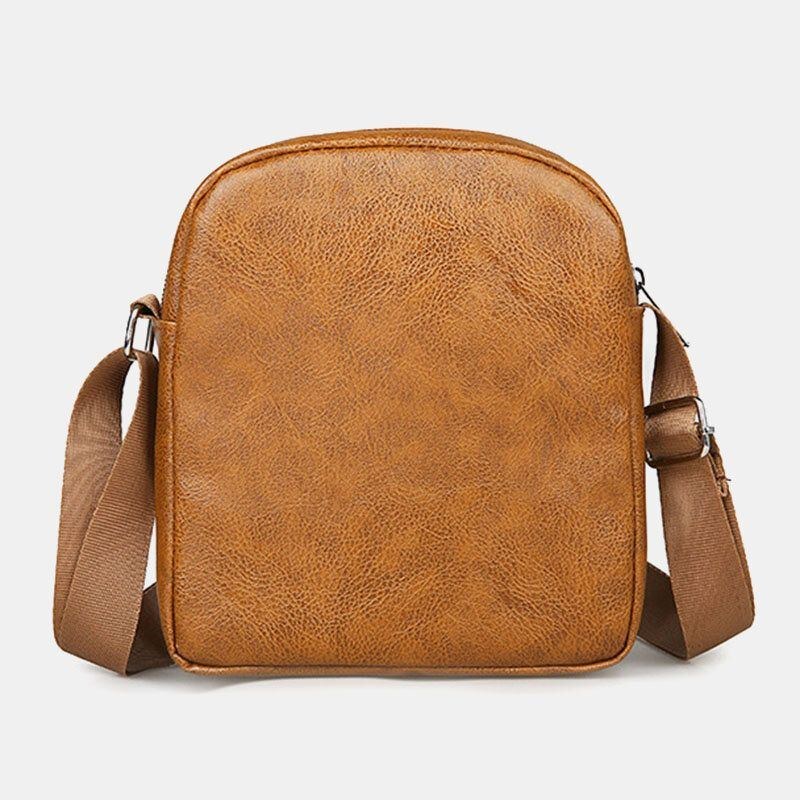 Herre Imiteret Læder Casual Dobbeltlags Letvægts Slidstærk Crossbody Taske