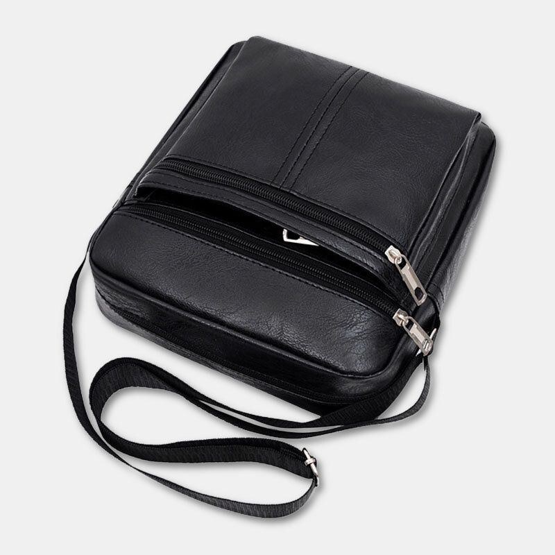 Herre Imiteret Læder Casual Multi-lags Business Crossbody-taske Med Stor Kapacitet