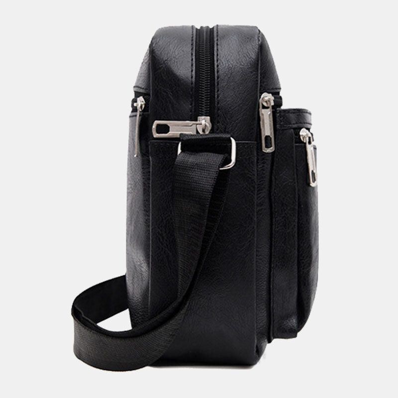 Herre Imiteret Læder Casual Multi-lags Business Crossbody-taske Med Stor Kapacitet