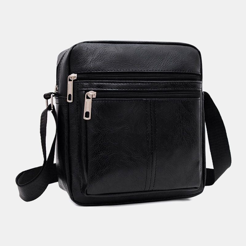 Herre Imiteret Læder Casual Multi-lags Business Crossbody-taske Med Stor Kapacitet