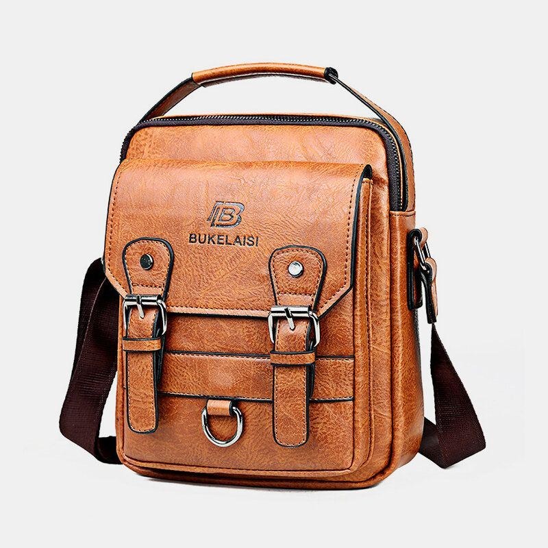 Herre Imiteret Læder Multi-lomme Anti-tyveri Multi-lag Vandtæt Business Crossbody Taske