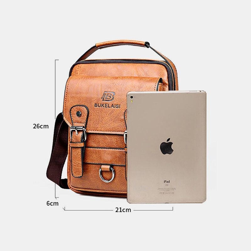 Herre Imiteret Læder Multi-lomme Anti-tyveri Multi-lag Vandtæt Business Crossbody Taske