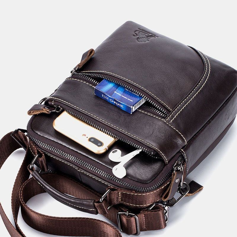 Herre Koskind Dobbelt Lynlåslomme Multifunktion Messenger Bag Crossbody Skuldertaske