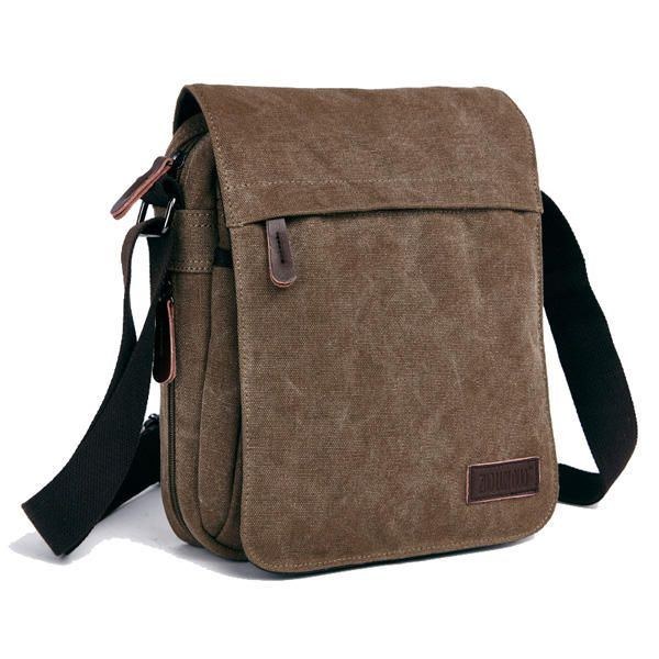 Herre Kvinder Canvas Fritid Multi Pocket Crossboby Bag Kapacitet Skuldertaske