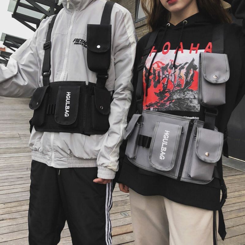 Herre Kvinder Hip-hop Brysttaske Vest Taske Værktøjstaske Tactical Bag