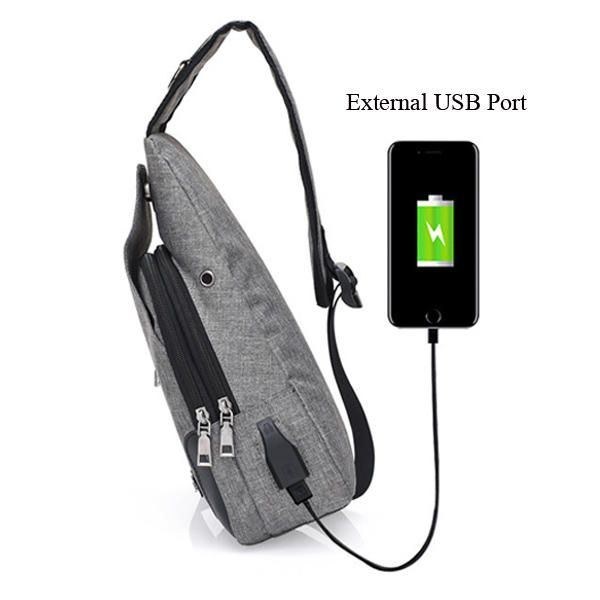 Herre Kvinder Usb Port Afslappet Udendørs Brysttaske Crossbody Taske