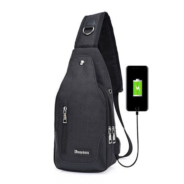 Herre Kvinder Usb Port Afslappet Udendørs Brysttaske Crossbody Taske