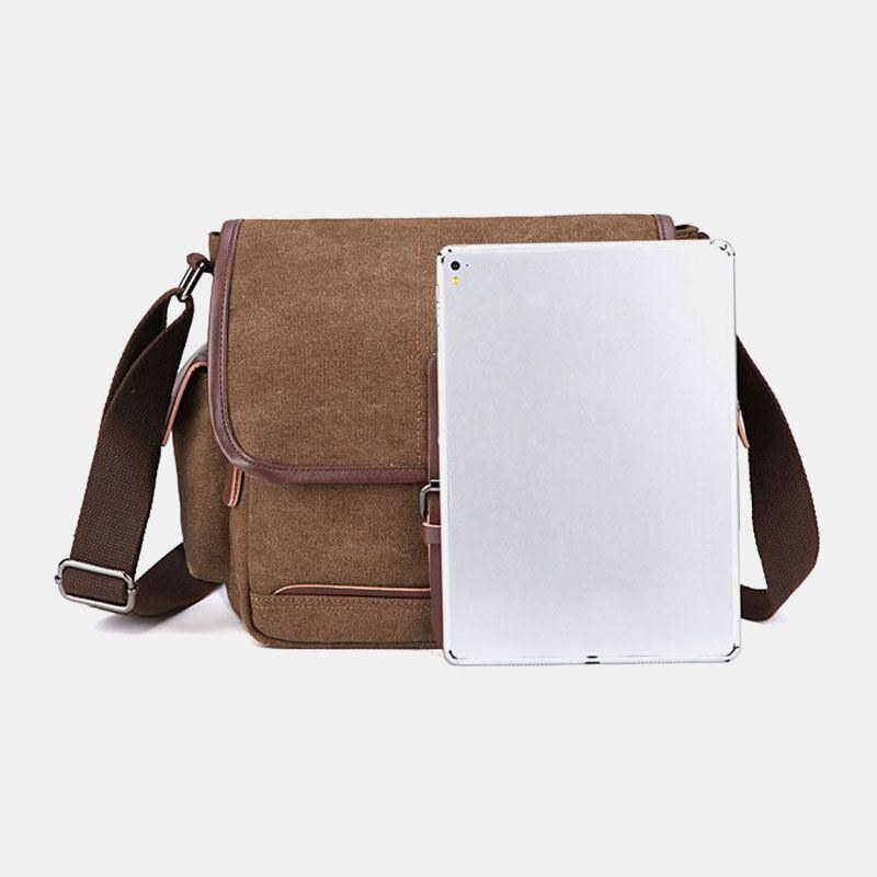 Herre Lærred Med Stor Kapacitet Vandtæt Vintage Bærbar Messenger Taske Skuldertaske Crossbody Taske