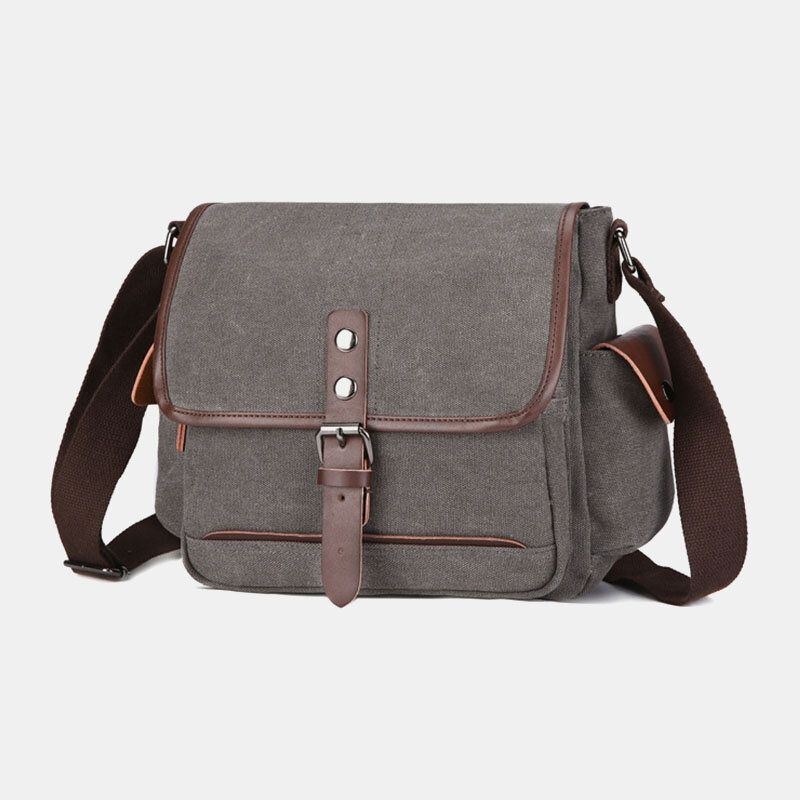 Herre Lærred Med Stor Kapacitet Vandtæt Vintage Bærbar Messenger Taske Skuldertaske Crossbody Taske