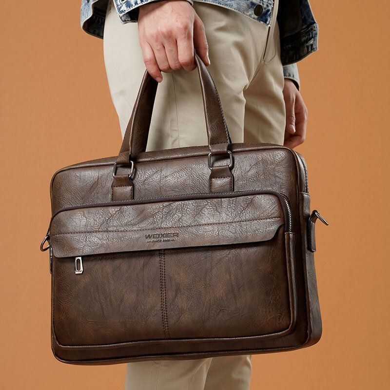 Herre Large Capacity Vintage 13 Tommer Computertaske Messenger Bag Crossbody Tasker Skuldertaske Briefcase