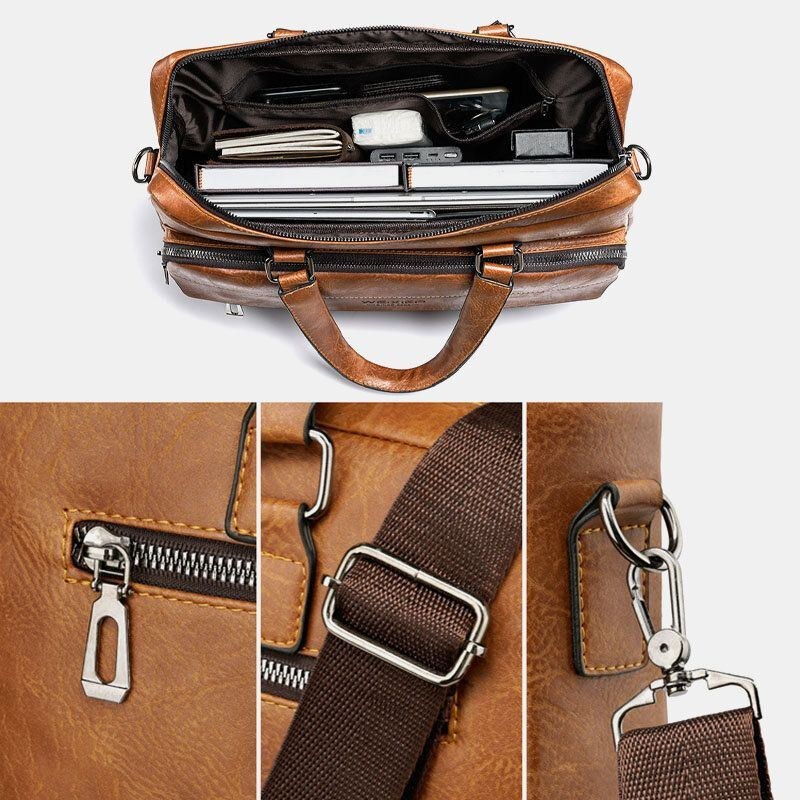 Herre Large Capacity Vintage 13 Tommer Computertaske Messenger Bag Crossbody Tasker Skuldertaske Briefcase