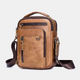 Herre Multi-lomme Ægte Læder Crossbody Tasker Ryg Tyverisikre Lommedesign Slidfast Messenger Bag Håndtaske Med Stor Kapacitet