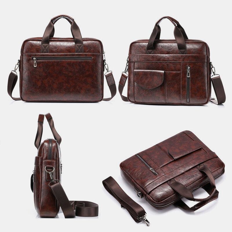 Herre Multi-pocket Anti-tyveri Crossbody Tasker Stor Kapacitet Retro 13.3 Tommer Laptop Messenger Bag Briefcase Skuldertaske