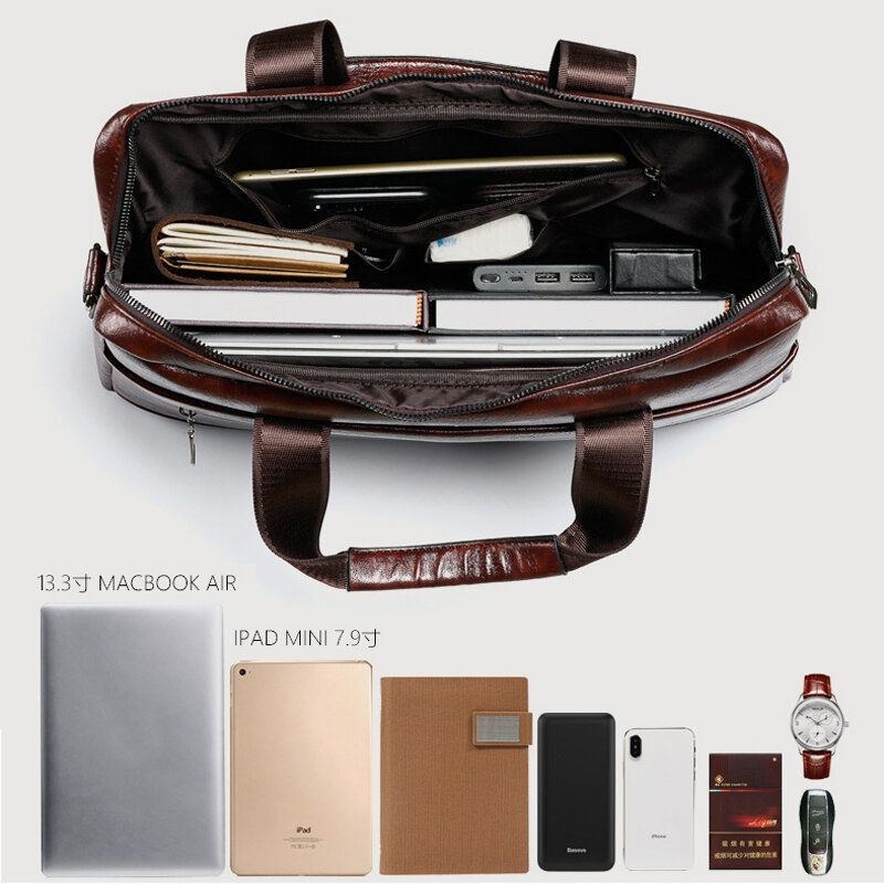 Herre Multi-pocket Anti-tyveri Crossbody Tasker Stor Kapacitet Retro 13.3 Tommer Laptop Messenger Bag Briefcase Skuldertaske